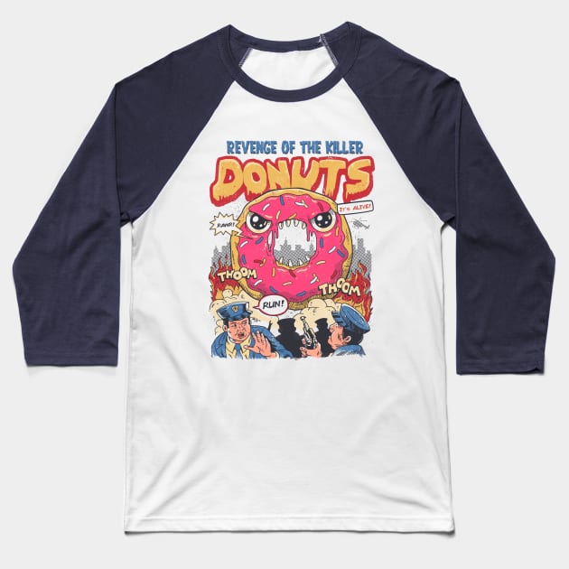 Revenge of the Killer Donuts Baseball T-Shirt by Vincent Trinidad Art